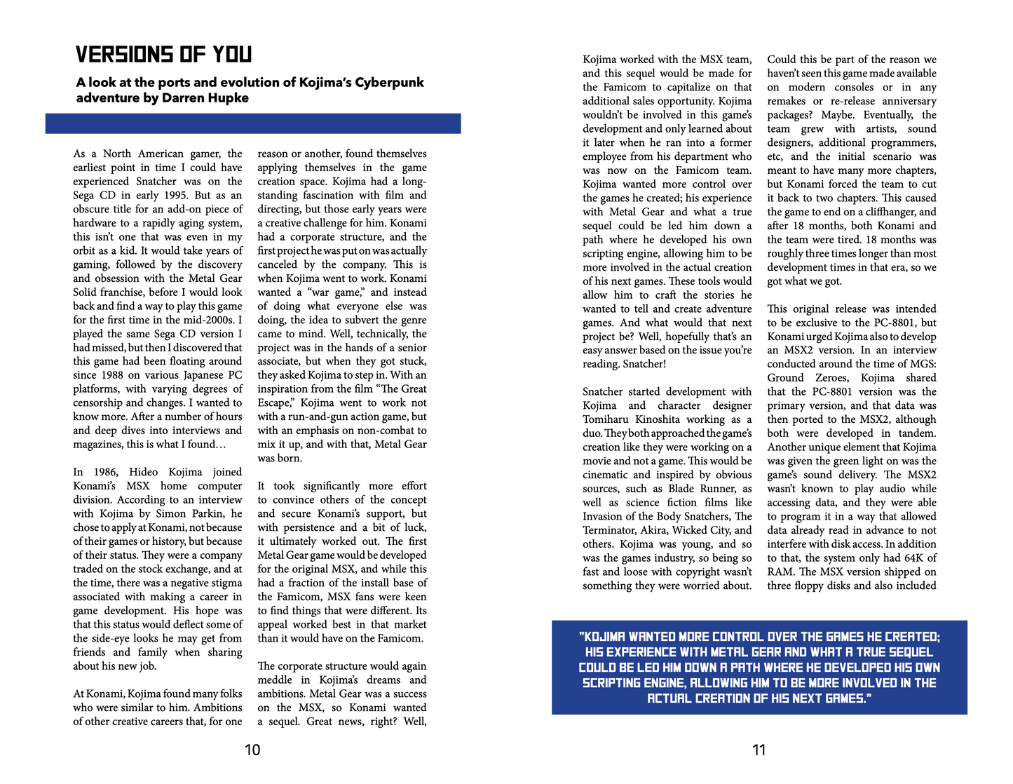 Retro Game Zine - Snatcher